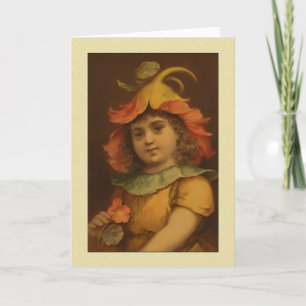 Vintag Pansy Child Greetings Karte