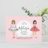 Vintag Paper Doll Geburtstagsparty Einladung (Stehend Vorderseite)