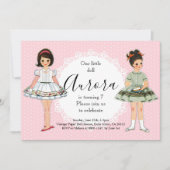 Vintag Paper Doll Geburtstagsparty Einladung (Vorderseite)