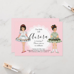 Vintag Paper Doll Geburtstagsparty Einladung