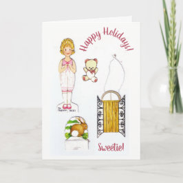 Vintag Paper Doll Winter Fun ⛸ Ferien Custom Feiertagskarte