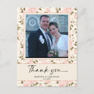 Vintag Paper Foto Wedding Vielen Dank Postcard Postkarte