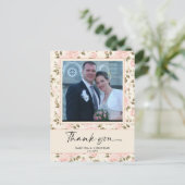 Vintag Paper Foto Wedding Vielen Dank Postcard Postkarte (Stehend Vorderseite)