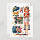 Vintag Paperdoll Little Bo Peep Postcard Postkarte (Vorne/Hinten)