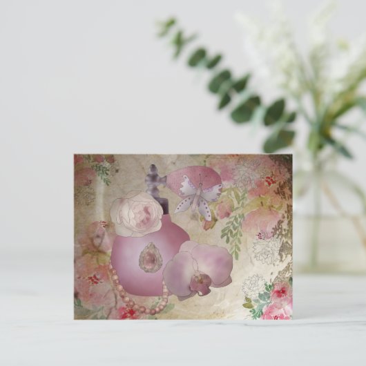 Vintag Parfüm Postkarte (Stehend Vorderseite)