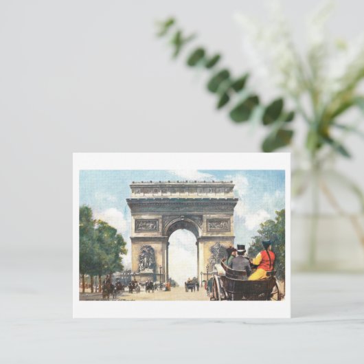 Vintag Paris Arc de Triomphe Postkarte (Stehend Vorderseite)