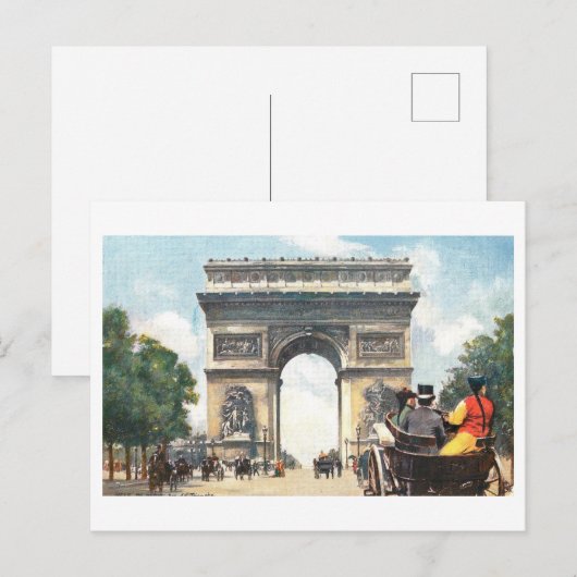 Vintag Paris Arc de Triomphe Postkarte (Vorne/Hinten)
