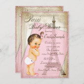 Vintag Paris Baby Girl Dusche Einladung (Vorne/Hinten)