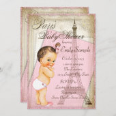 Vintag Paris Baby Girl Dusche Einladung (Vorne/Hinten)