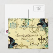 Vintag Paris Bluebird Postcard Postkarte (Vorne/Hinten)
