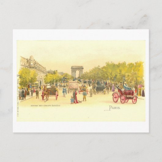 Vintag Paris Champs Elysees Postkarte (Vorderseite)