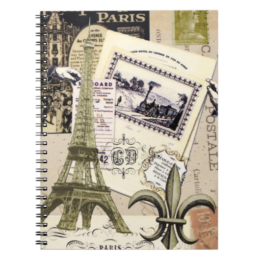 Vintag Paris Collage...notebook Notizblock (Vorderseite)