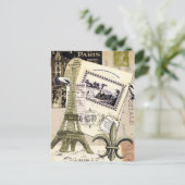 Vintag Paris Collage...Postcard Postkarte (Stehend Vorderseite)