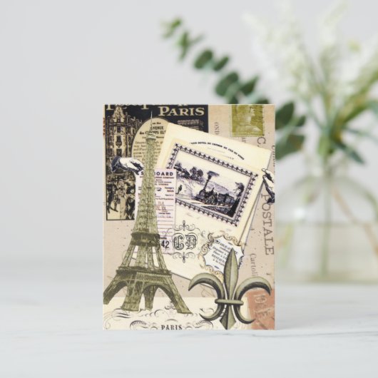 Vintag Paris Collage...Postcard Postkarte (Stehend Vorderseite)