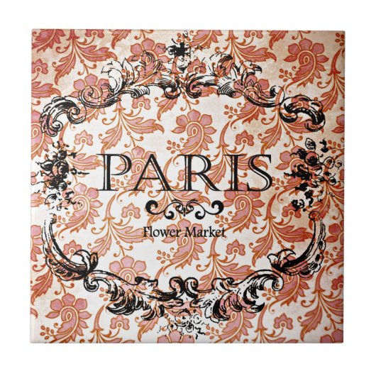 Vintag Paris Damask Fliese (Vorderseite)