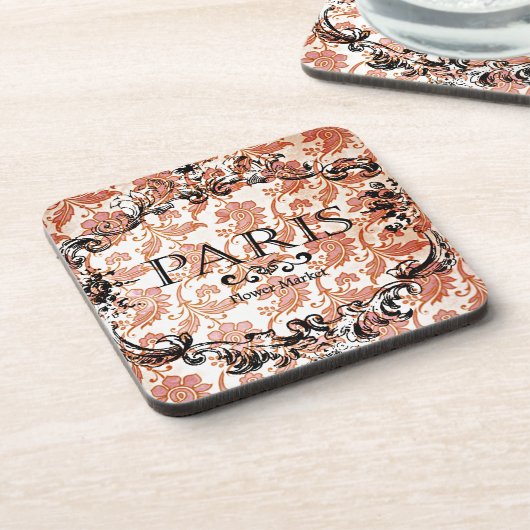 Vintag Paris Damask Getränkeuntersetzer (Linke Seite)