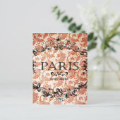 Vintag Paris Damask Postkarte (Stehend Vorderseite)