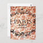 Vintag Paris Damask Postkarte (Vorne/Hinten)