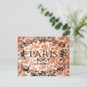 Vintag Paris Damask Postkarte (Stehend Vorderseite)
