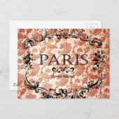 Vintag Paris Damask Postkarte (Vorne/Hinten)