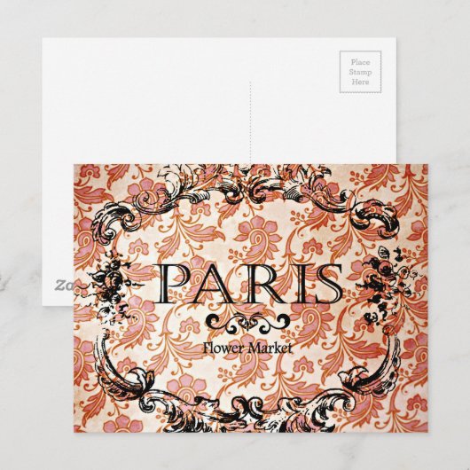 Vintag Paris Damask Postkarte (Vorne/Hinten)