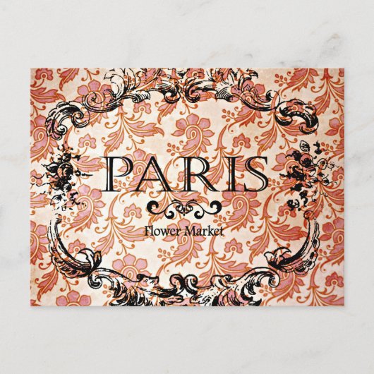 Vintag Paris Damask Postkarte (Vorderseite)