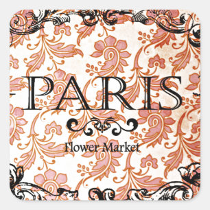 Vintag Paris Damask Quadratischer Aufkleber
