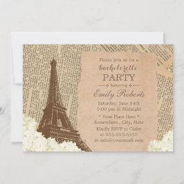 Vintag Paris Eiffel Tower Floral Bachelorette Einladung