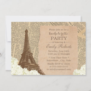 Vintag Paris Eiffel Tower Floral Bachelorette Einladung