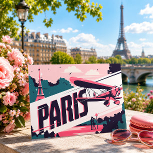 Vintag Paris Eiffel Tower Liebe Couple Travel Postkarte