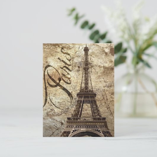 Vintag Paris Eiffel Tower Postkarte (Stehend Vorderseite)