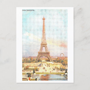 Vintag Paris Eiffel Tower Postkarte