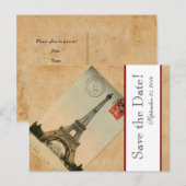 Vintag Paris Eiffel Tower Postkarte Save the Date (Vorne/Hinten)