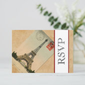 Vintag Paris Eiffel Tower UAWG RSVP Karte (Stehend Vorderseite)