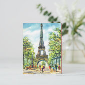Vintag Paris, Eiffelturm Postkarte (Stehend Vorderseite)