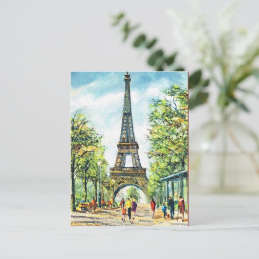 Vintag Paris, Eiffelturm Postkarte (Stehend Vorderseite)