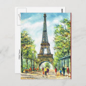 Vintag Paris, Eiffelturm Postkarte (Vorne/Hinten)