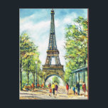 Vintag Paris, Eiffelturm Postkarte<br><div class="desc">Vintag Paris,  Paris Seine,  kommerzielles Schiff,  Hotel de Ville</div>