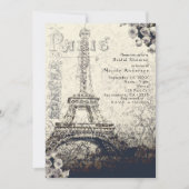 Vintag Paris Eiffelturm & Rose Chic Einladung (Vorderseite)