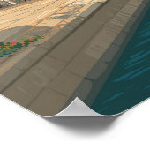 Vintag Paris: Eiffelturm & Seine Café Poster (Ecke)