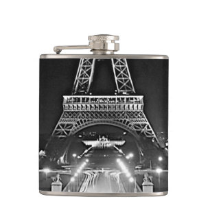 Vintag Paris Fontains Tower Eiffel Nachtflasche Flachmann