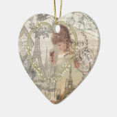 Vintag Paris France Collage Keramik Ornament (Links)