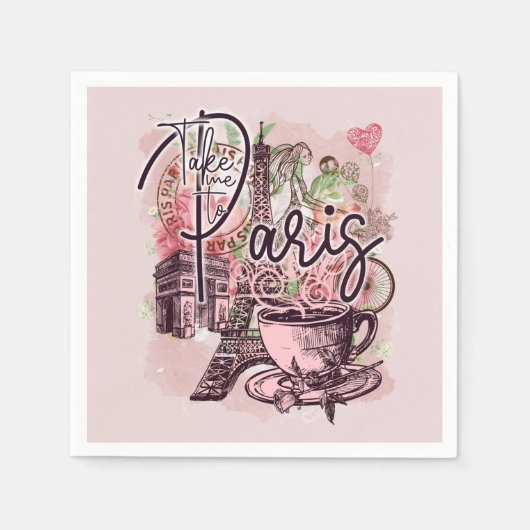 VINTAG PARIS FRANCE ICONS PAPIER DECOUPAY SERVIETTE (Vorderseite)