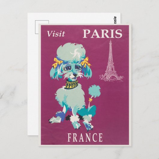 Vintag Paris France Poodle Postkarte (Vorne/Hinten)