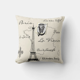 Vintag Paris Frankreich Eiffel Tower Monogram Kissen