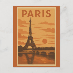 Vintag Paris Frankreich Eiffel Tower Sunset Travel Postkarte