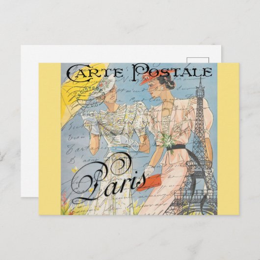 Vintag Paris Frankreich Frankreich - Eiffelturm Postkarte (Vorne/Hinten)