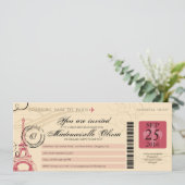 Vintag Paris Frankreich Geburtstagsparty Boarding Einladung (Stehend Vorderseite)