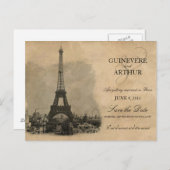 Vintag Paris Frankreich Hochzeit retten Datum Ankündigungspostkarte (Vorne/Hinten)
