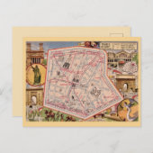 Vintag Paris Frankreich Karte Postkarte (Vorne/Hinten)